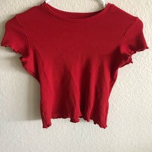 red brandy crop top